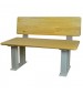 Locker room bench with backrest and gray pedestals