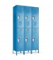 blue two tier metal lockers
