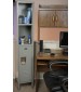 office storage locker with cubbies in use